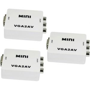 Adaptateur Composite 3 Pièces Convertisseur Audio Vidéo 1080p Adaptateur Pc vers TV Détection Automatique - Neuf