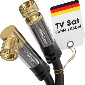 Câble Satellite & Antenne TV, Coaxial - angle 90°/droit - 2m - Câble Sat 4K, connecteurs F - Disponible en 0,5-30m (radio/TV, DVB-T, DVB-C, DVB-S/DVB-S2, internet, noir) - Neuf
