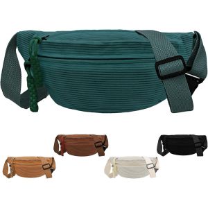 KALANKA-Sac Banane Velours Côtelé, Femme Velour Côtelé, Sac à bandoulière Sangle Réglable, Polyvalent pour Femme Homme pour Faire du Shopping, Voyager et Travailler(Vert) - Neuf