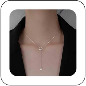 Kal-Boho Star Y Lariat Collier Argent Cristal Star Drop Choker Cz Star Pendentif Collier Simple Collier Cha&icirc;ne Bijoux Pour Femmes Et Filles (Argent) - Neuf