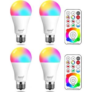 10W E27 120 Couleurs LED RGBW Ampoule Changement de Couleur T&eacute;l&eacute;commande (3&egrave;me g&eacute;n&eacute;ration), Timing et Dimmable RGB+lumi&egrave;re du Jour Blanc(6500K) Edison Screw (Lot de 2) - Neuf