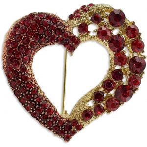 Kjdal-Femme Broche Rouge Amour Broche Simple Cristal Broche Robe Rétro Broche Mignon Accessoires Broche Broche Fantaisie Cadeau,L,Métal - Neuf