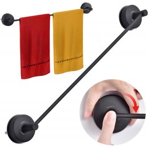 Tianyi-Barre Porte Serviette Ventouse 55cm Porte Serviette Salle De Bain Ventouse Inox Porte Anneau Torchon Cuisine Ventouse Mural Support Serviette Douche Sans Perçage Noir Mat (21-Inch) - Neuf