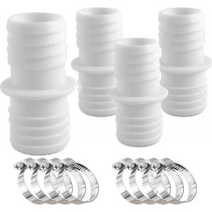 ASFASFq-4 Pcs Raccord Tuyau Piscine 38mm, Adaptateurs de Tuyau 38 a 38, Adaptateur Tuyau Arrosage, 8 Pcs serrage universels en acier Inoxydable, Adaptateurs de Tuyau - Double embout de Tuyau - Neuf