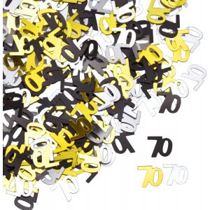 Confettis décoratifs de table pour 70e anniversaire - Noir et doré - Décoration à disperser - 70 ans - Décoration de table - Cadeau d'anniversaire pour homme - 70 ans - Neuf