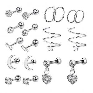 Boucles D'oreilles Lune Hommes Étoile Oreille Clou D'oreille Homme Clous D'oreille Boucles D'oreilles Hommes Boucles D'oreilles Hommes En Acier Inoxydable Boucles D'oreilles Ensemble Bijoux D'oreille - Neuf