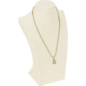 Mevronisshop-Presentoir Collier Buste En Lin - 11,3 X 10,2 X 30 Cm - Porte Bijoux Pour Ras De Cou, Pendentifs, Cha&icirc;nes Et Colliers - Neuf