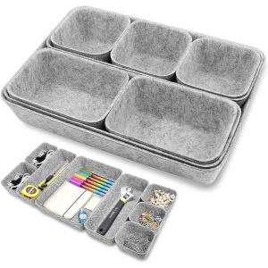 Lot De 8 Organiseurs De Tiroirs En Feutre,Bo&icirc;tes De Rangement Empilables,Organiseurs De Tiroir,Syst&egrave;me De Rangement De Tiroirs,Organisateur De Coiffeuse,Panier En Feutre Pour Bureau,Coiffeuse, - Neuf