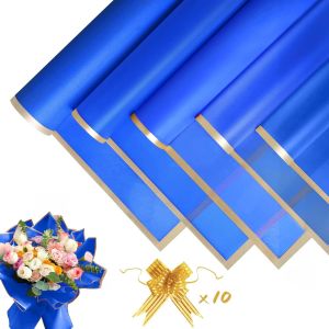 Lot de 20 feuilles de papier cadeau pour bouquet de fleurs - Imperm&iquest;&iquest;able - Papier floral avec ruban - Papier floral pour emballage cadeau, fleurs, art et artisanat (bleu, 58 x 58 cm) - Neuf