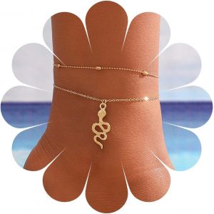 Bracelet De Cheville Boho Serpent Pendentif Serpent Doré Bracelet De Cheville Serpent Vintage Bracelet De Cheville Serpent Gothique Chaîne De Pied Serpent Pour Femmes Et Filles - Neuf