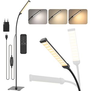 Lampadaire Avec Télécommande,120 Led 10w,Lampadaire Avec 3 Couleurs Et 10 Luminosités,Lampadaire Flexible À Col De Cygne Pour Salon/Chambre/Bureau - Neuf