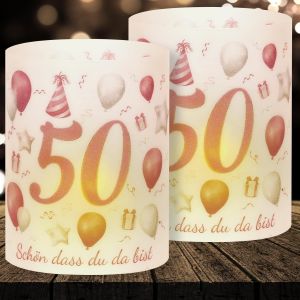 KALANKA-Lot de 16 photophores décoratifs de table pour 50e anniversaire de femme, or rose, décoration de table, « Schön dass Du da bist », convient pour bougies chauffe-plat ou bougies - Neuf