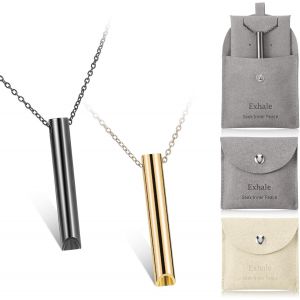 Kal-2 Sets Colliers De Soulagement D'anxiété Collier De Respiration Consciente En Acier Inoxydable Sacs À Bijoux Collier D'exercices De Respiration Profonde Pour Relaxation (Noir, Or) - Neuf
