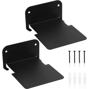 Mini &Eacute;tag&egrave;re Murale Noires, Lot De 2 Petites &Eacute;tag&egrave;res Flottantes En M&eacute;tal, Biblioth&egrave;que Murale Invisible Noires, &Eacute;tag&egrave;re De D&eacute;coration Pour Salle De Bain, Salon, Chambre Et Bureau - Neuf