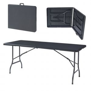 Table Pliante Avec Plateau Rectangulaire 180 X 75 X 72 Cm Noir Helloshop26 03_0011090 - Neuf