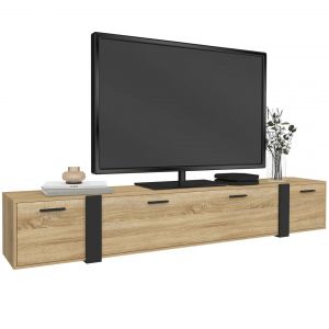 Meuble TV 180 cm suspendu PHOENIX 3 portes design industriel - Neuf