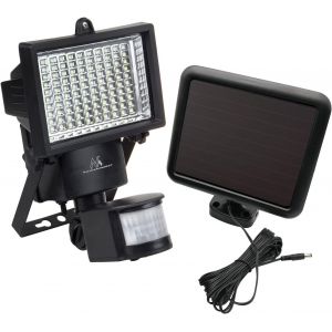 dgbcz-MCE442 Lampe solaire LED Spot avec détecteur de mouvement Projecteur solaire Lampe murale crépusculaire IP44 6 W 360 lm 6000 K (1 x Stück), Noir - Neuf