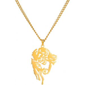 Kal-Collier Avec Pendentif T&ecirc;te De J&eacute;sus-Christ Creux En Acier Inoxydable Pour Homme Et Femme - Neuf