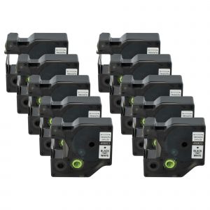 vhbw 10x Rubans remplacement pour Dymo 45803, D1, S0720830 pour imprimante d'&eacute;tiquettes 7m x 19mm Noir sur Blanc, plastique - Neuf