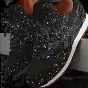 Baskets Pour Femmes, Chaussures De Sport, Baskets D'extérieur, Paillettes Quotidiennes, Grande Taille, Baskets Bling Bling, Paillettes, Talon Plat, Bout Rond, Chaussures De Tennis Décontractées Sportives Wa - Neuf