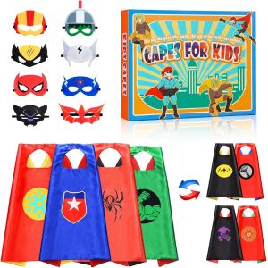KALANKA-Masque Capes Héros pour Enfants, Conception Double Face 4 Manteau / 8 Masque Enfant - Neuf
