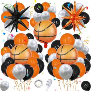 Cauc-Decoration Anniversaire Basketball Ballons Anniversaire Basketball Kit Arche Ballon Anniversaire Arche Ballon Noir Orange Argent Ballons De D&eacute;coration D'anniversaire Sur Le Th&egrave;me Du Basket-Ball - Neuf