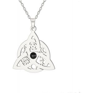 Kgabery-Collier Triple Déesse Triquetra Pour Femmes Collier N?Ud Trinité Sorcière Chrétienne Irlandaise Pendentif N?Ud Celtique Amulette Païenne Wiccan Viking Triskele Bijoux Energie Cadeaux Hommes - Neuf