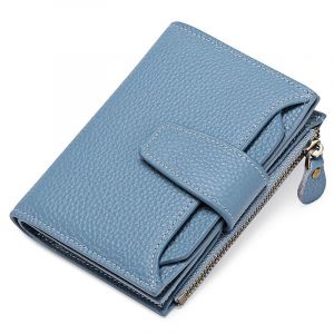 Petit porte-monnaie pour Femmes en Cuir Véritable Bifold Compact RFID Blocage Petit Womens Portefeuille¿bleu clair - Neuf