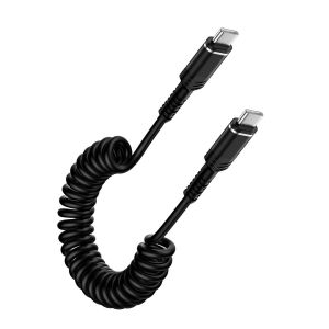 Câble USB C vers USB C Spiralé, [0.4M-1.8M] 60W Cable USBC Charge Rapide Rétractable Android Auto Cable Type C pour iPhone 16 15,Samsung Galaxy S25 S24 S23 S22 S21 A56 A55 A54 A35 A34 A16 A15 - Neuf