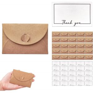 Asfasfq-25 Pièces Mini Enveloppes En Papier Kraft Et 25 Cartes Vierges, Creative Rétro Mignon Petite Enveloppe En Forme De Coeur Pour Noël Thanksgiving Invitation Au Mariage Cartes V?ux Fête - Neuf