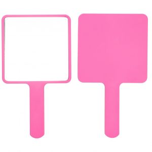 Lot De 2 Miroirs De Maquillage A Poignee Unique Pour Salon De Beaute (L) Rose Rouge - Neuf
