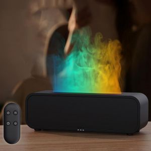 Diffuseur Huiles Essentielles Flamme,Humidificateur Diffuseur Huiles Essentielles,Diffuseur Huiles Essentielles Avec T&eacute;l&eacute;commande,7 Types De Lampes Led,Id&eacute;al Pour La Maison Bureau Sport - Neuf