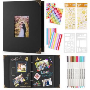 Album Photo Reliure À Anneaux, Album Photo Scrapbooking Noir, Pour 360 Photos, Livre Photo Scrapbooking De 60 Pages, Avec 10 Stylos Métalliques, Livre D'or Pour Les Anniversaires Mariages - Neuf