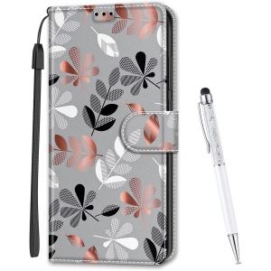 KAL-Coque Compatible Avec Huawei Y5 2018/ Honor 7S, Imprimé Coloré Motif Portefeuille Housse En Cuir Synthétique Avec Support Et Cartes Compartiments Pour Huawei Y5 2018/ Honor 7S (Feuilles) - Neuf