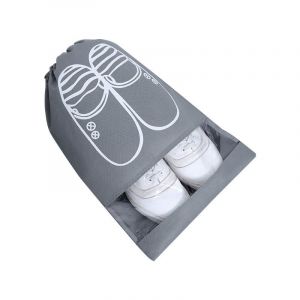 Sac À Chaussures Gris Avec Cordon De Serrage, Lot De 10 Pièces, Sac De Rangement Anti-Poussière Avec Fenêtre Transparente Pour Bottes, Talons Hauts, Chaussures Et Sandales (43 X 29 Cm) - Neuf