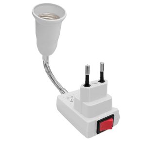 ERYI-Lampe Douille E27 Avec Interrupteuradaptateur Prise Eu Plug Avec Bras 20Cm 360 Réglable Pour E27 Led Ampoule,Lampe De Cuisine,Lampe De Lecture,Lampe Murale(Sans Ampoule) - Neuf