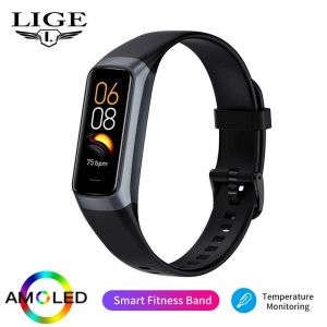 Montre connect&eacute;e Amoled pour femmes, moniteur d'activit&eacute; physique, de fr&eacute;quence cardiaque et de sang, &eacute;tanche black - Neuf