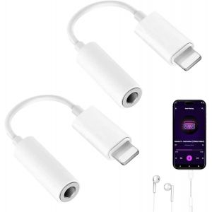 Lot de 2 Adaptateurs pour &Eacute;couteurs 1Phone,Adaptateur Lightn1ng Prise Jack 3,5 mm Raccord Prise Jack,Kompatibel avec 1Phone 14/13/12/11/Xs/XR/X/8/7 et 1Pad Pro/Air/10 (Blanc) - Neuf