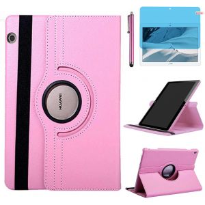 Kalanka-Étui Housse Coque Pour Huawei Mediapad T3 9.6 Pouces 2017 (Ags-W09 Ags-L09 Ags-L03) - 360 Degrés Rotation Full Protection Kickstand Case Cover,Avec Un Stylo,Écran Film (Pink) - Neuf
