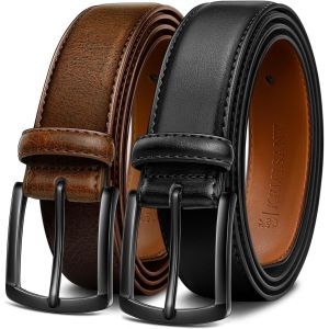 Cauc-Ceinture Homme 2 Paquet, Ceinture Cuir Pour Jeans Travail D&eacute;contract&eacute;e,31mm,Taille Fixe - Neuf