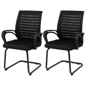 Lot de 2 chaises de salle &agrave; manger HWC-K51, chaise avec accoudoirs, tissu/textile (250 g/m&sup2;) MVGnoir, structure noire - Neuf