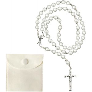 Asas-Hpbaggy Collier Chapelet Catholique Avec Sac À Cordon En Velours Collier Chapelet De Communion Collier De Rosaire À Breloque Crucifix Cadeau Communion - Neuf