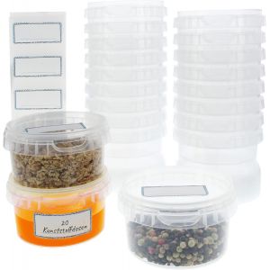 CHECARZHN--NO1-Lot De 20 Boîtes De Conservation En Plastique Réutilisables Avec Couvercle De 240 Ml, Rondes Ø 95 Mm, Boîtes De Conservation Universelles Et Boîtes De Rangement - Neuf