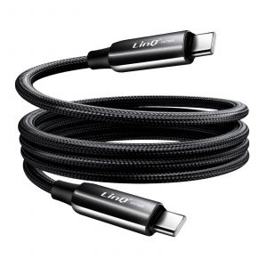 Câble USB-C vers USB-C 4A Power Delivery 80W en Nylon Tressé Résistant 1,2m LinQ Noir - Neuf