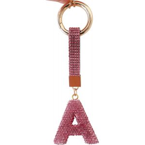 KAL-Porte Clef Lettres Pour Femmes Et Filles, Porte-Clés Rose, Accessoires Brillants Pour Clés/Clés De Voiture/Sacs À Dos Et Sacs À Main, Cadeaux Pour Femmes - Neuf