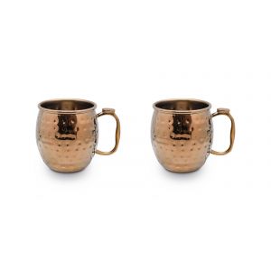 Martel&eacute; Moscow Mule De Tasses En Lot De 2 Avec Le Pouce Poign&eacute;es - Or Rose Or Arc-En-Ciel - 16 Fl Oz De Qualit&eacute; Alimentaire En Acier Inoxydable - Neuf