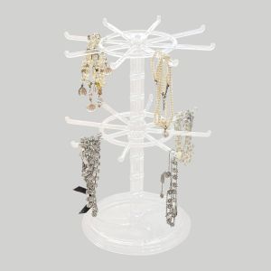 Jexnovashop-2 Niveaux Pr&eacute;sentoir &Agrave; Bijoux Rotatif, Presentoir Collier Avec Plateau, Support Porte-Cl&eacute;s, Pour Bagues, Bracelets, Montres, Accessoire - Neuf