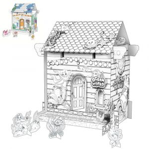 Maison de jeu en carton &agrave; monter soi-m&ecirc;me pour enfants - Th&egrave;me monde sous-marin - Activit&eacute; artistique et manuelle pour les enfants de 3 ans et plus - Neuf