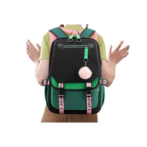 Sac &agrave; dos pour ordinateur portable fille avec port de chargement USB - Vert, imperm&eacute;able, conception multicouche, bretelles ergonomiques - Neuf