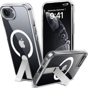 Magnetic Case For Iphone 16e Metal Kickstand Case Compatible With Magsafe, Translucent Matte Anti-Scratch Cover Invisible Stand Cover, Shockproof Protection, 3 Stand Modes - Neuf